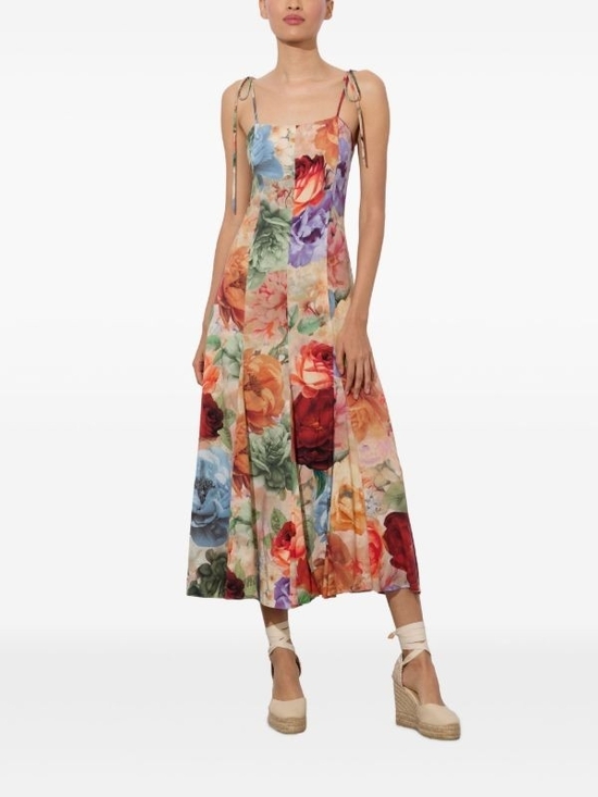 Alice + Olivia Dresses & Skirts - Alice + Olivia Jeanette Pleated Floral-Print Crepe de Chine Midi Dress Size 4